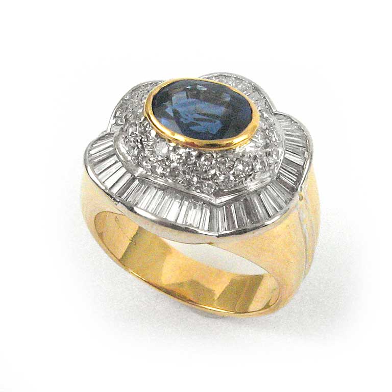 Saphir-Diamant-Entourage-Ring
