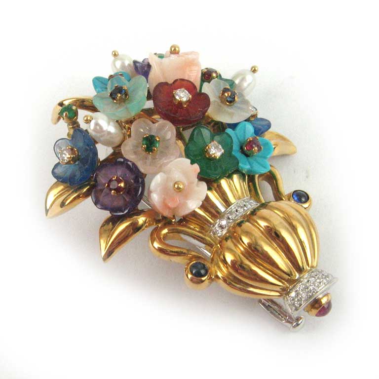 Gelbgold Blumenstrauss Brosche