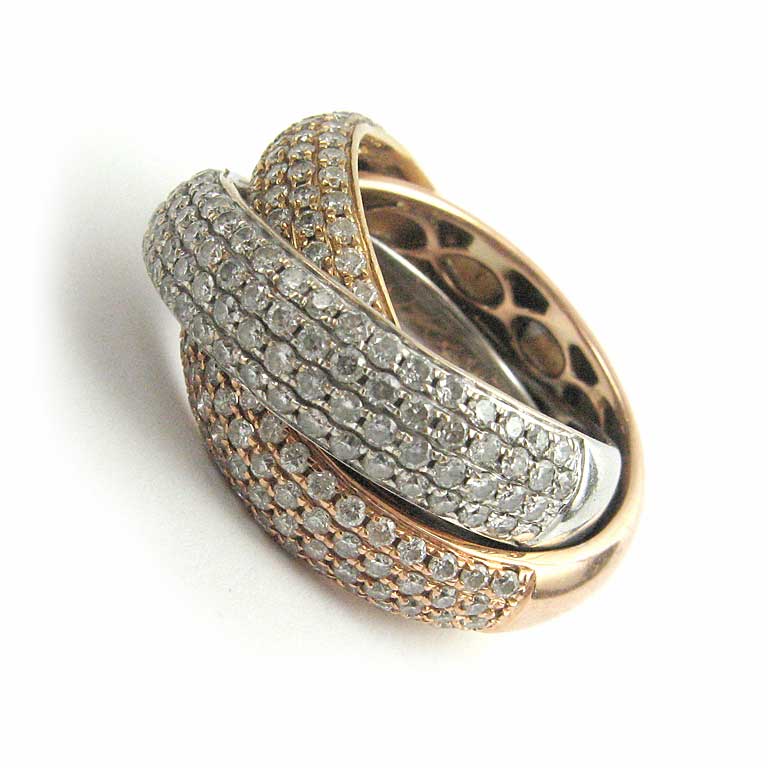 Tricolor Goldring mit Brillanten